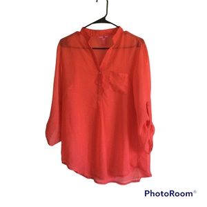 Mix & Co. Red Sheer Top Size Medium